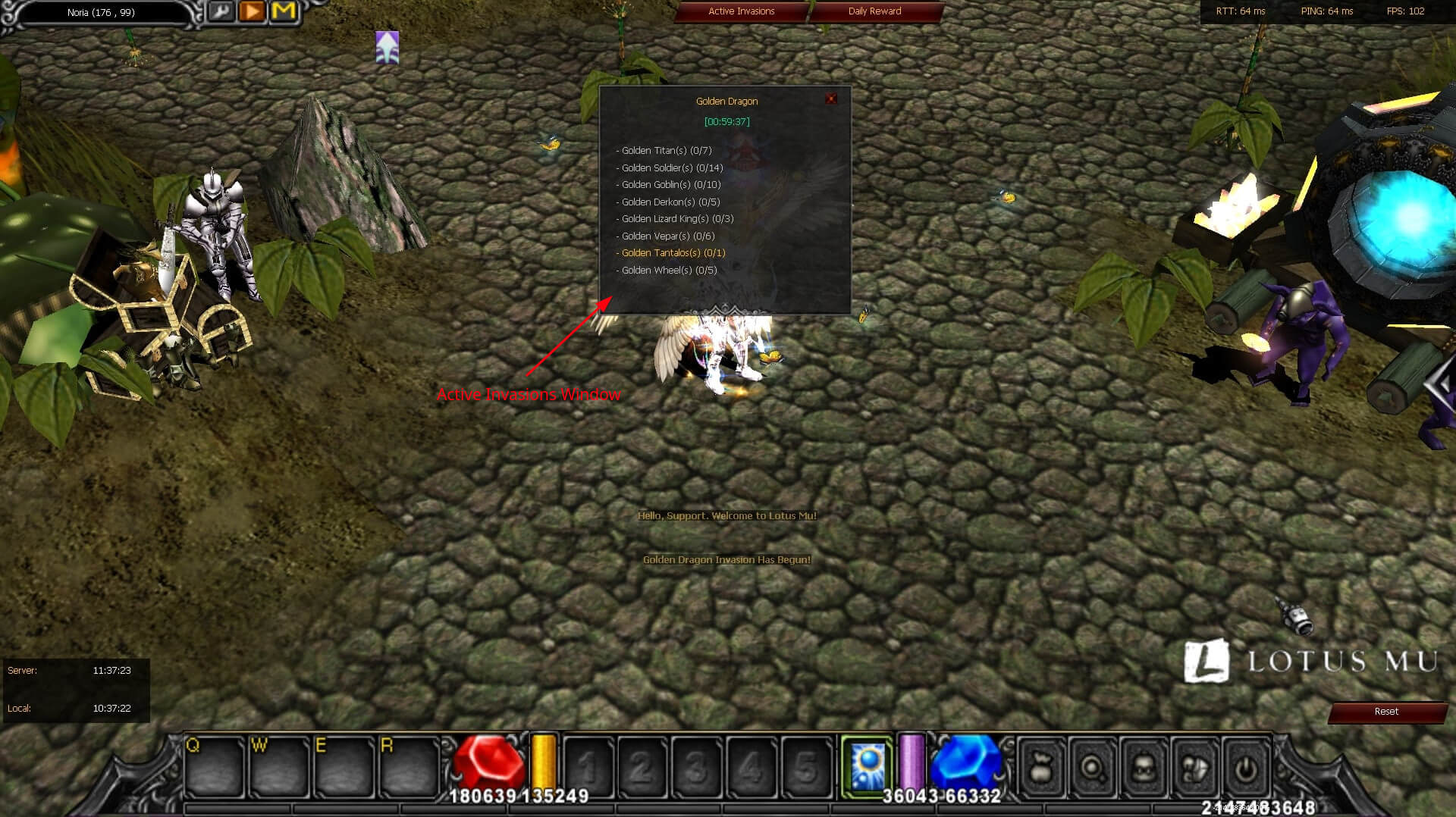 Active Invasions Window