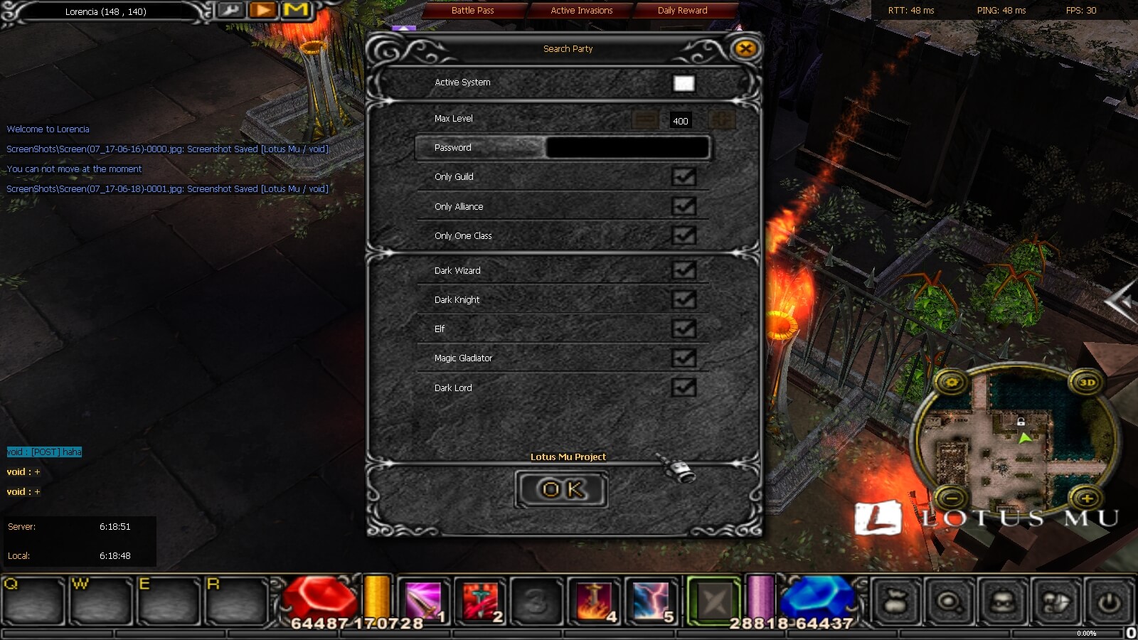 Search Party Settings